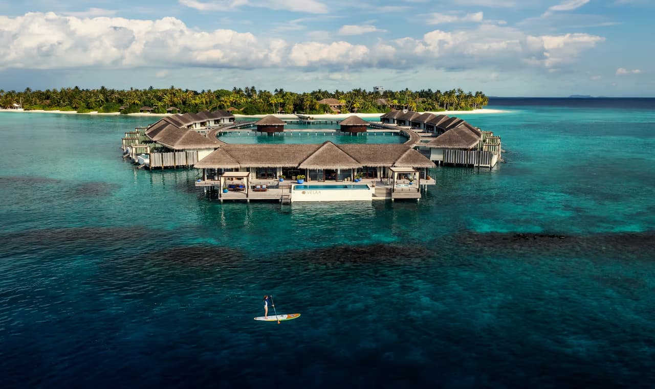 Overwater villas in the lagoon at Velaa Private Island