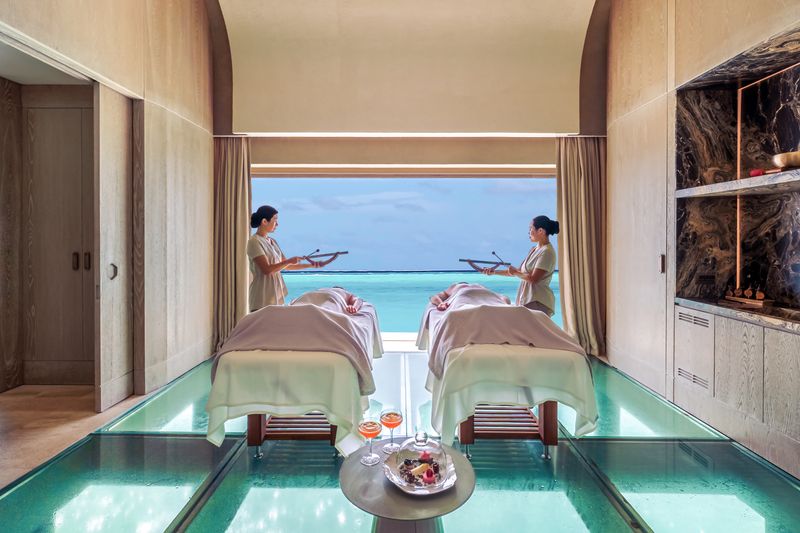 Spa treatment beds overlooking the sea at Joali Being