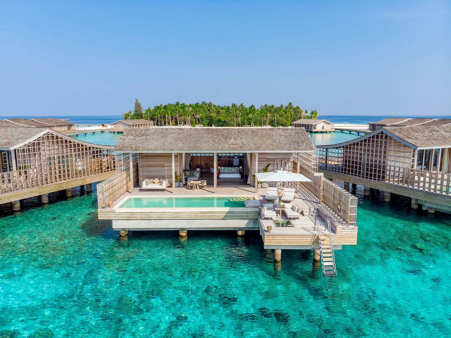 Overwater residence and private pool at Kudadoo Private Island