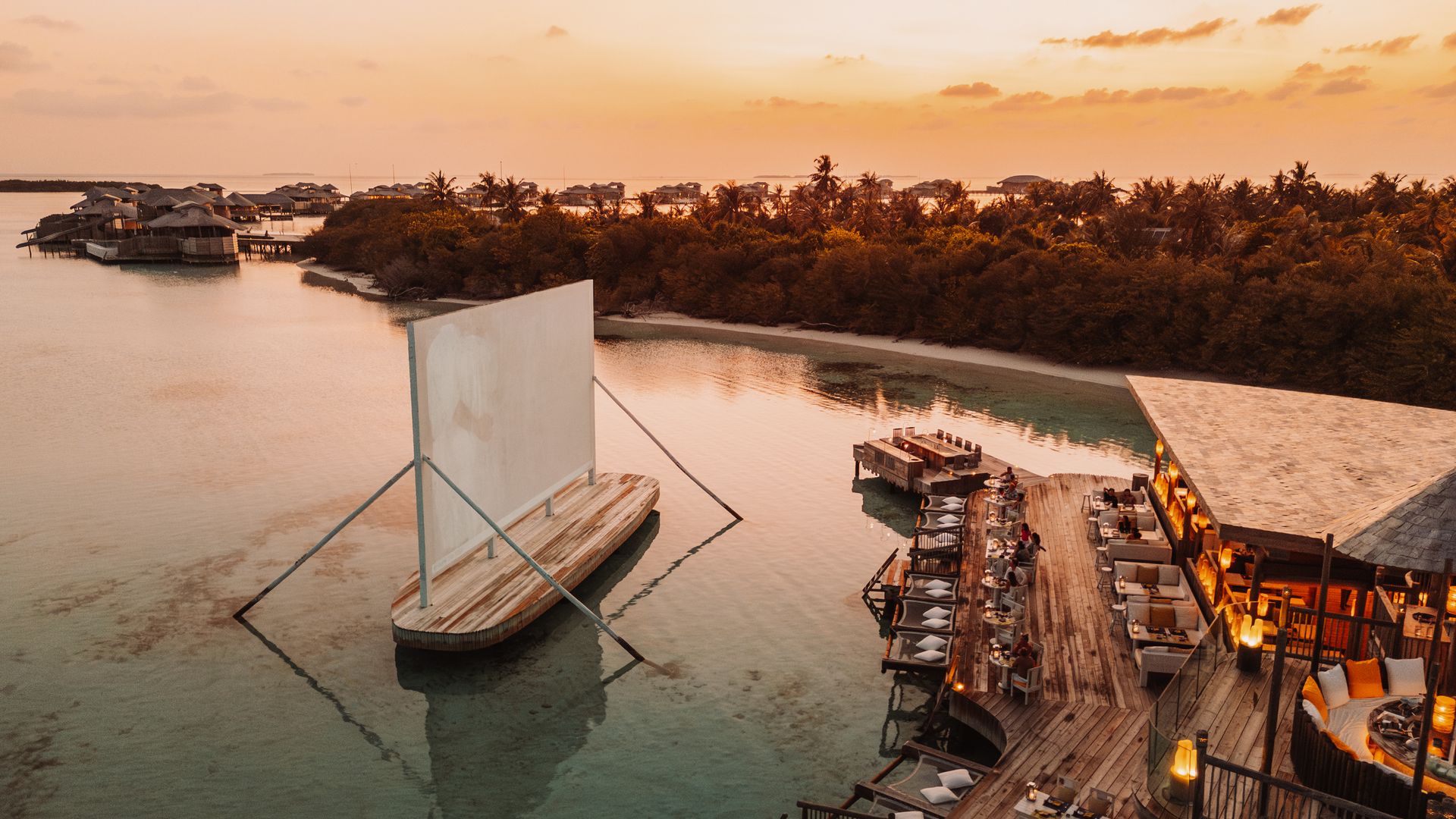 So Bespoke overwater dining at sunset at Soneva Jani